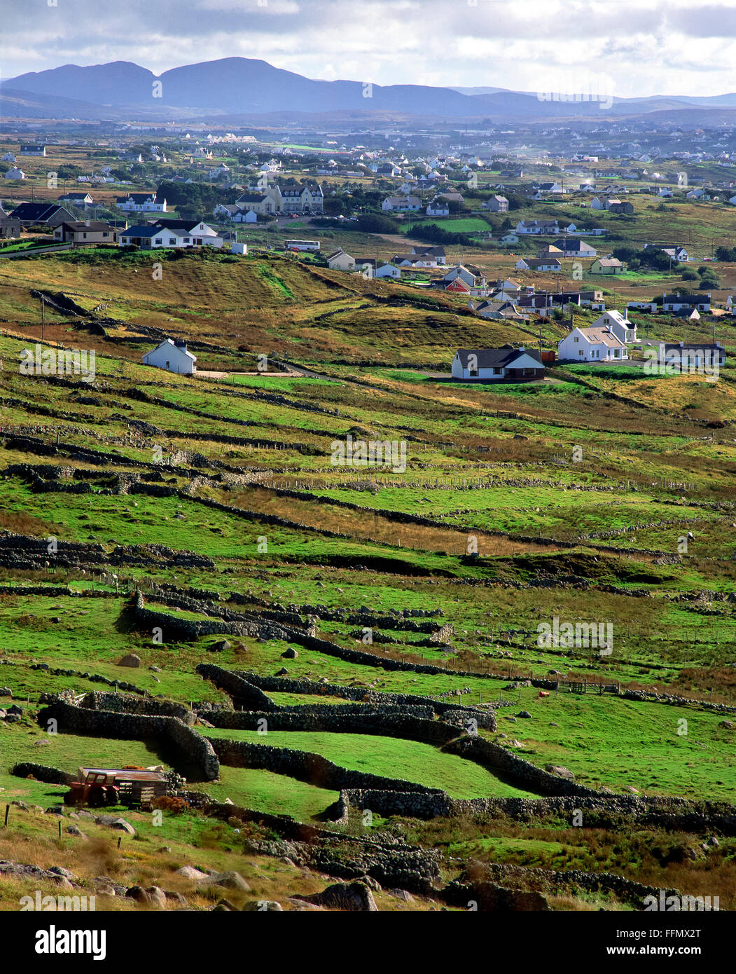 Stone Walled Fields Bloody Foreland Donegal Ireland Stock Photo