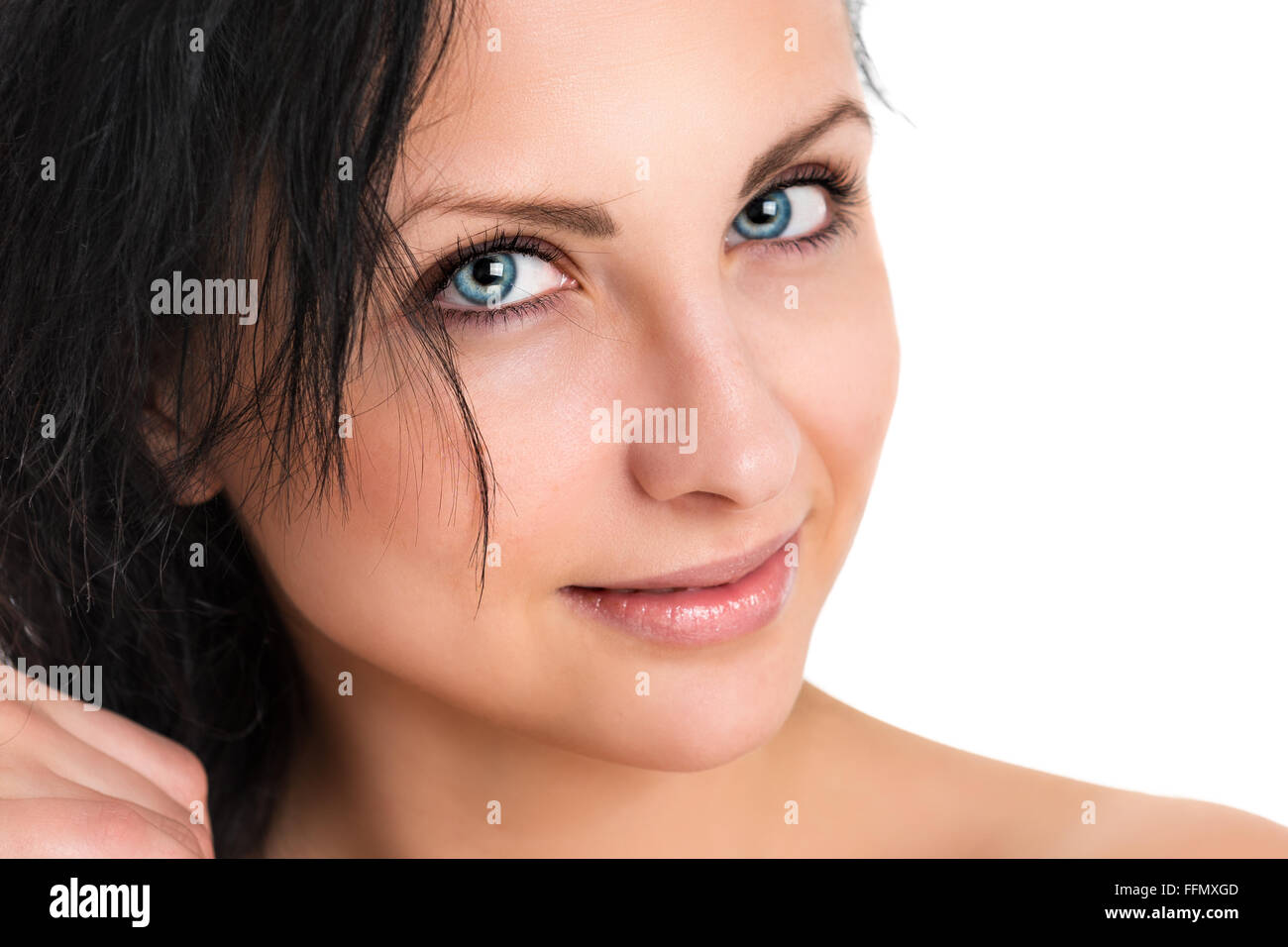 Portrait of a beautiful woman on a white background Stock Photo - Alamy