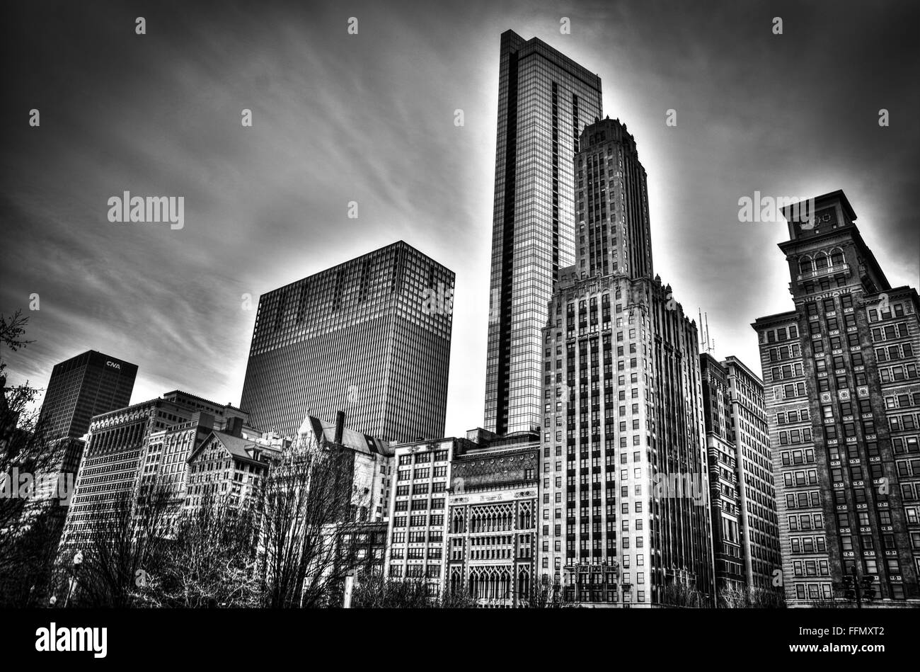 Chicago City Skyline - Loop Stock Photo