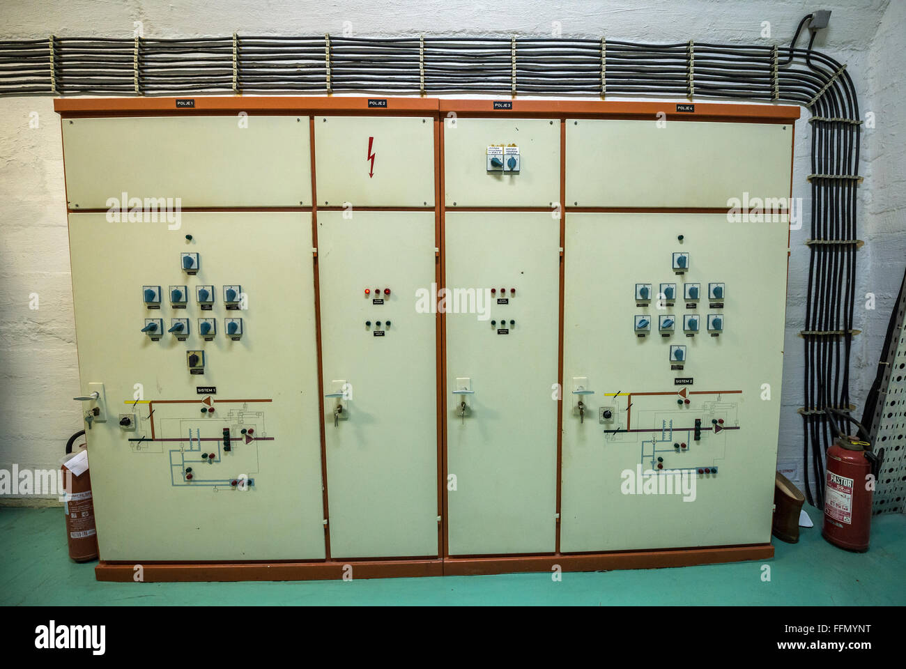 ventilation system control board in bunker of Josip Tito, leader of former Yugoslavia, near Konjic in Bosnia and Herzegovina Stock Photo