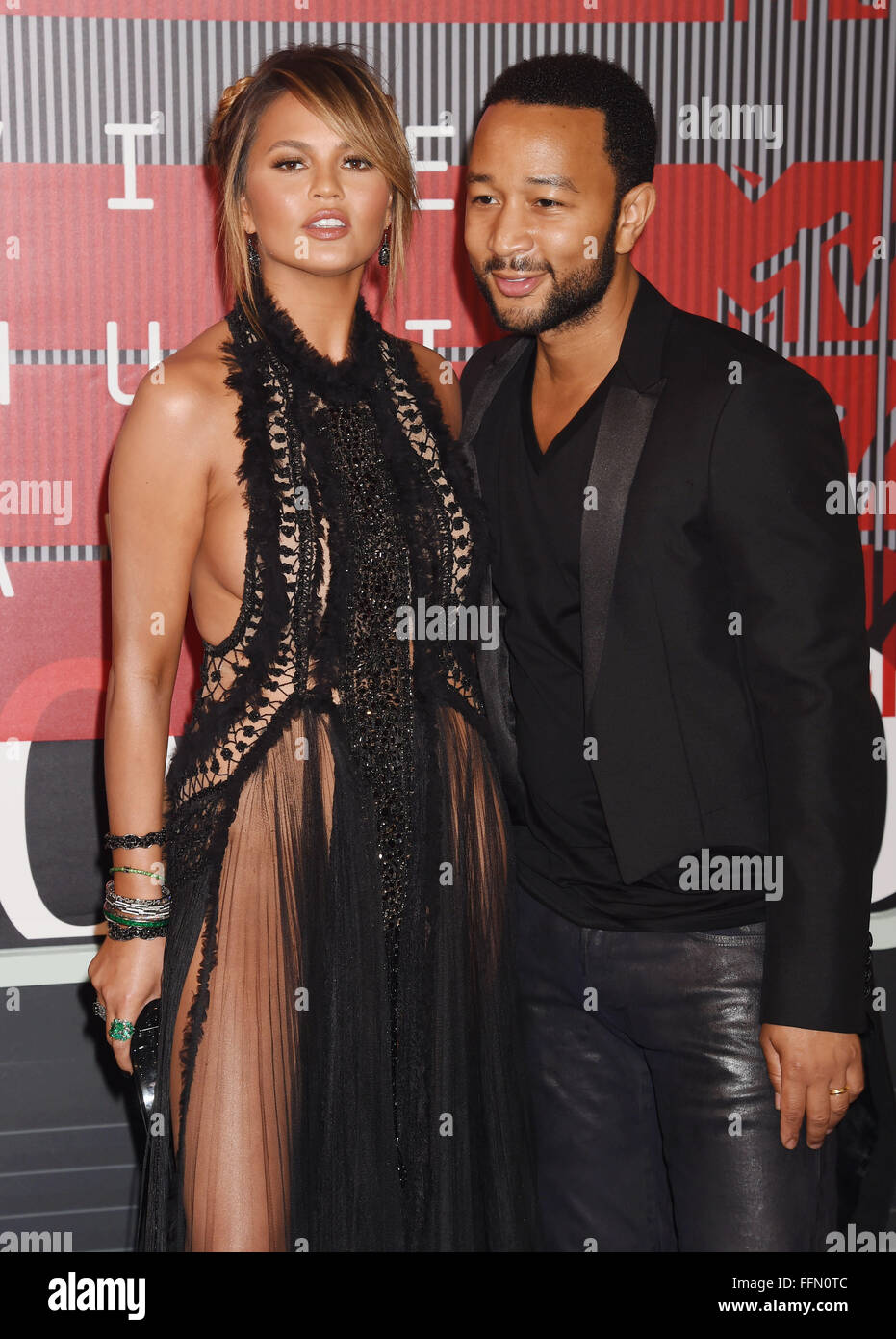 Model Chrissy Teigen And Singer John Legend Arrive At The 2015 Mtv Video Music Awards At Microsoft Theater On August 30 2015 In Los Angeles California Stock Photo Alamy