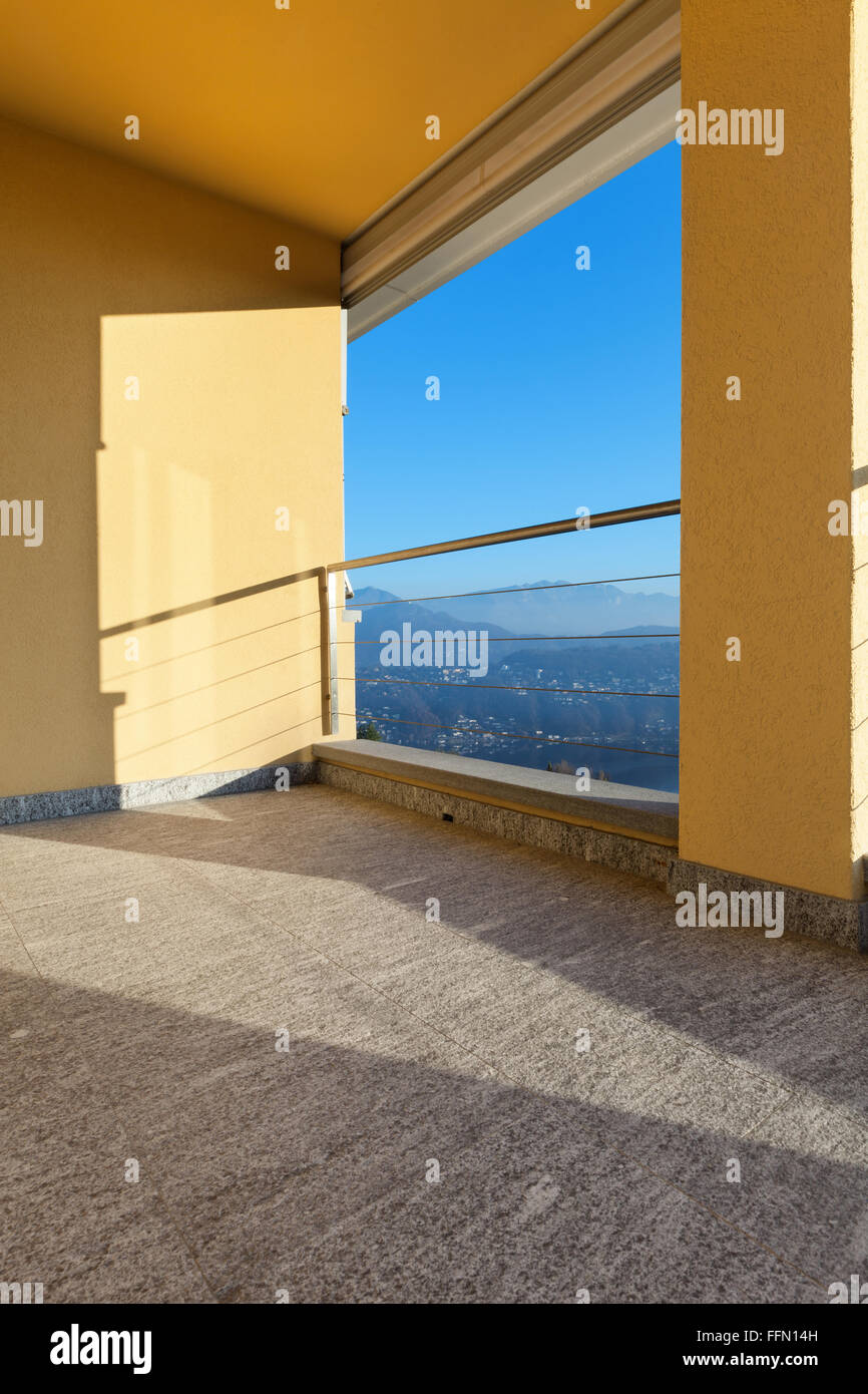 architecture, terrace of a modern building, panoramic view Stock Photo