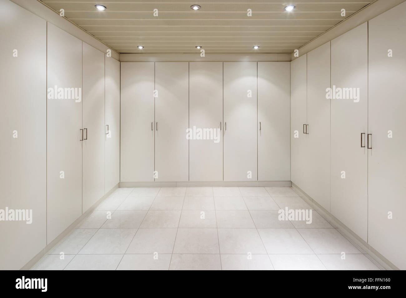 interior of an house, empty room with a closets, tiled floor Stock ...