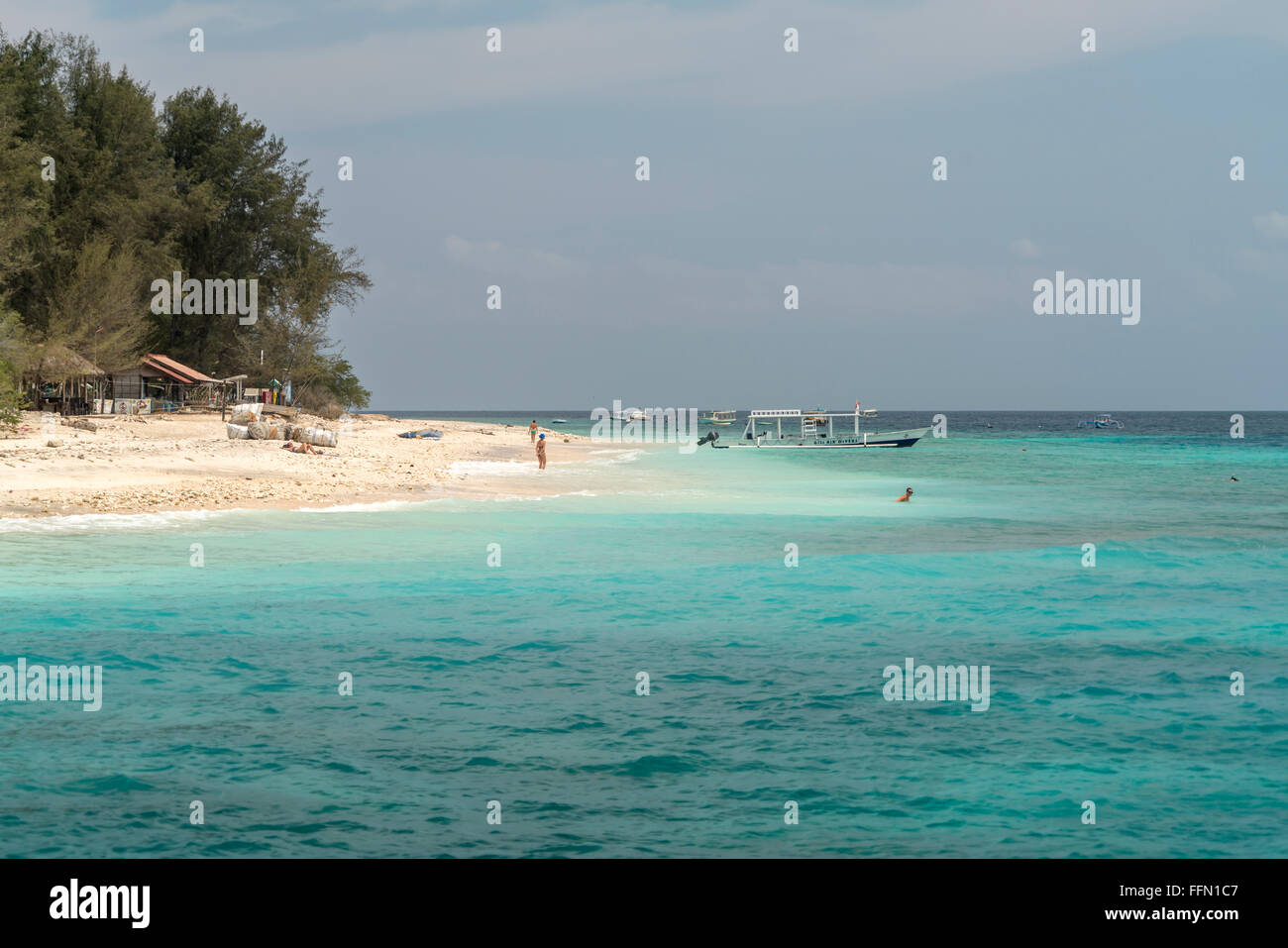 beach on the small island Gili Meno, Lombok, Indonesia, Asia Stock Photo