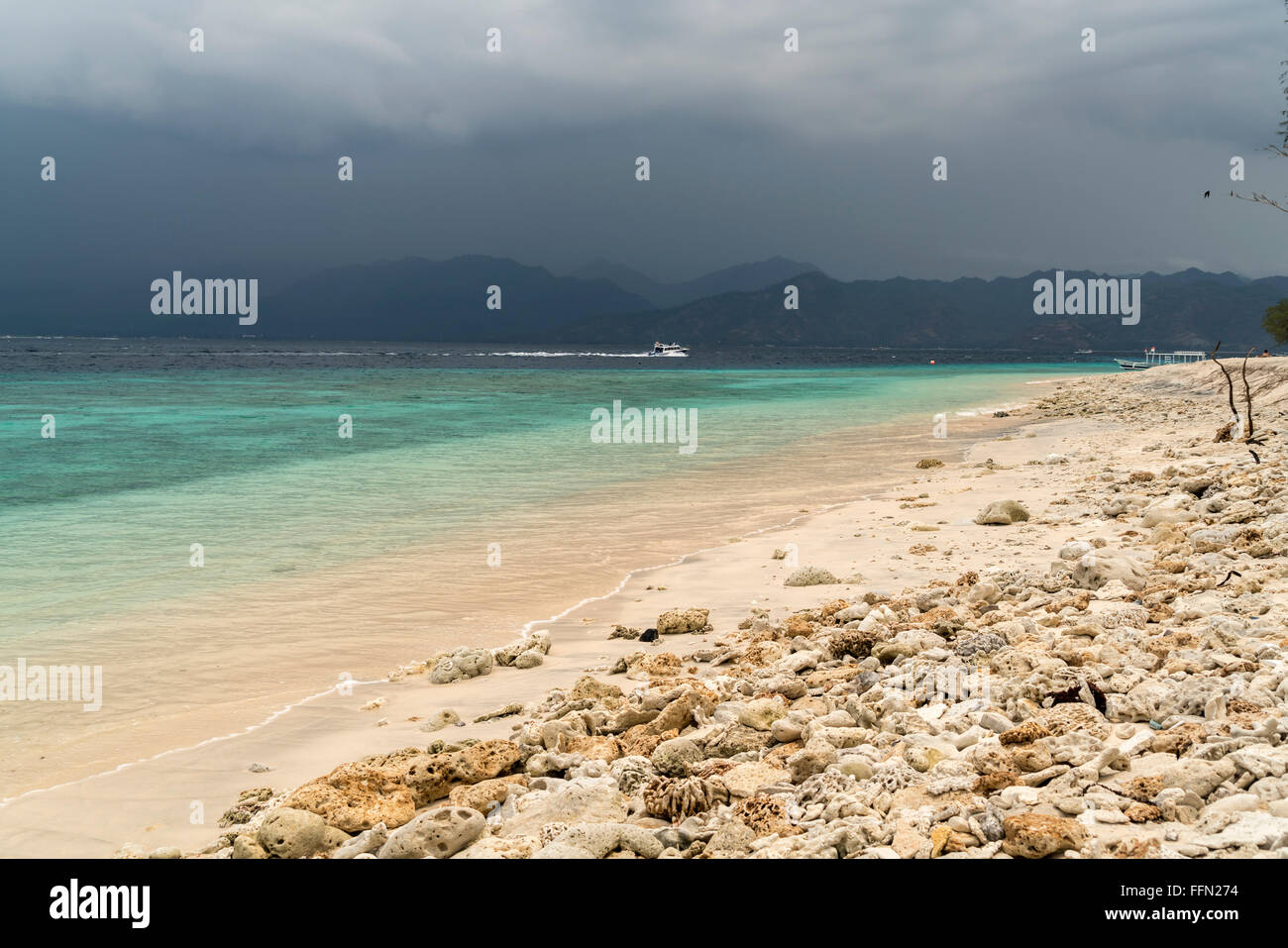 beach on the small island Gili Meno, Lombok, Indonesia, Stock Photo