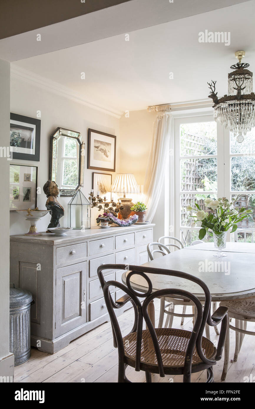 Artist Alice Instone's house in Clapham, London. The dining room. Stock Photo