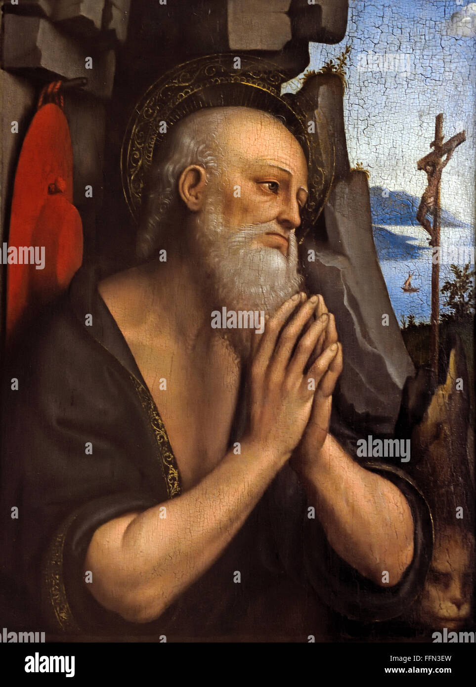 The Penitent St. Jerome  by Giovanni Pedrini Giampietrino actif 1510-1540 Italy Italian Stock Photo