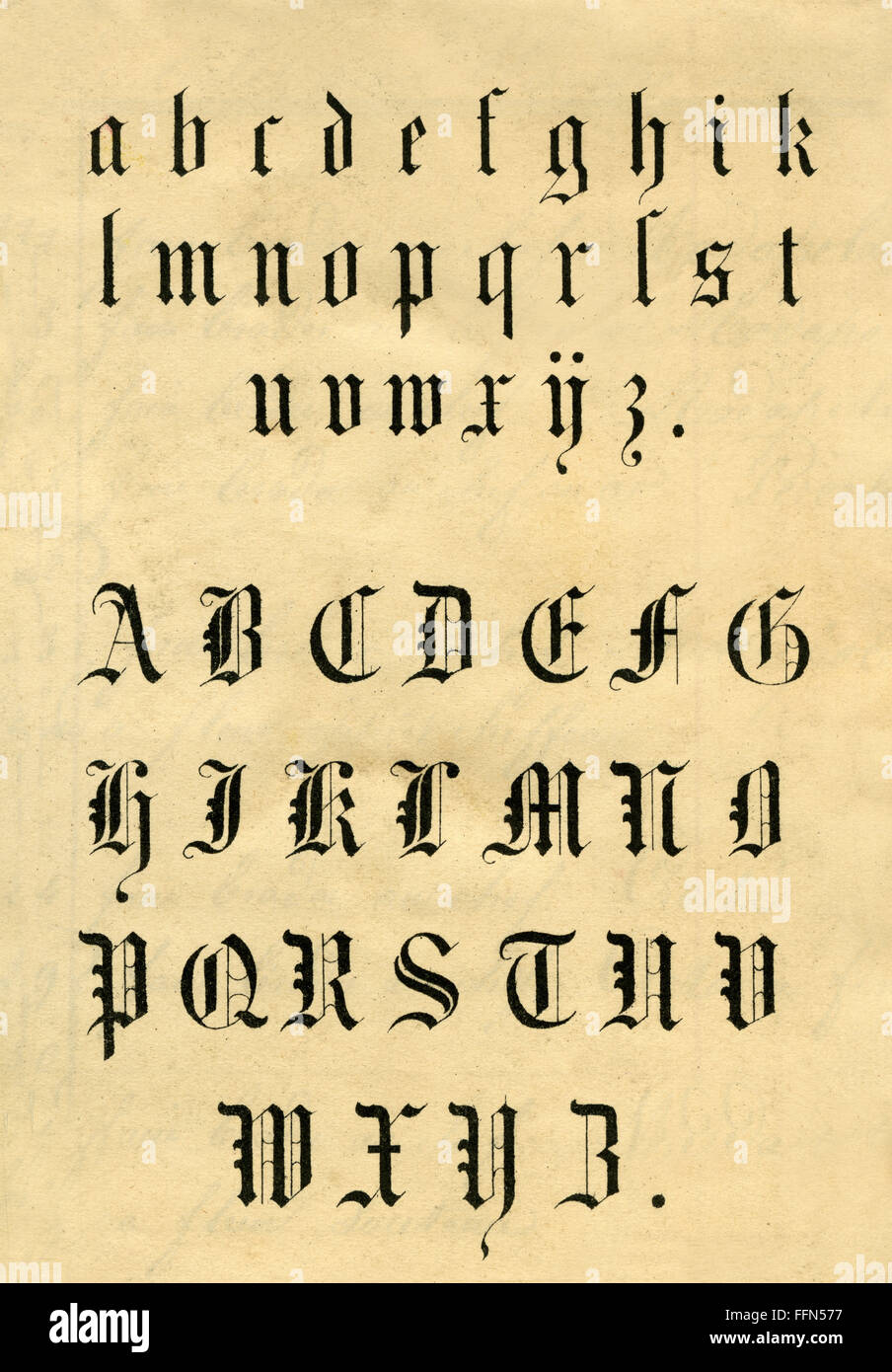 writing, script, German type, alphabet, Germany, circa 1855, Additional-Rights-Clearences-Not Available Stock Photo