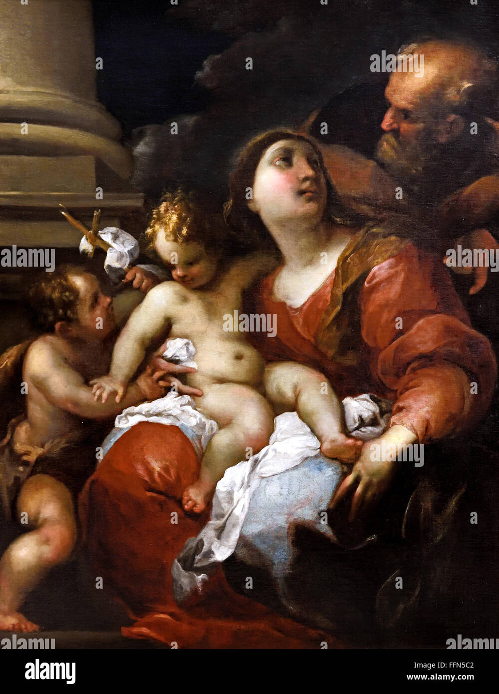 Holy Family by Valerio Castello (1624 –1659) Italian painter of the Baroque period.Italy Stock Photo