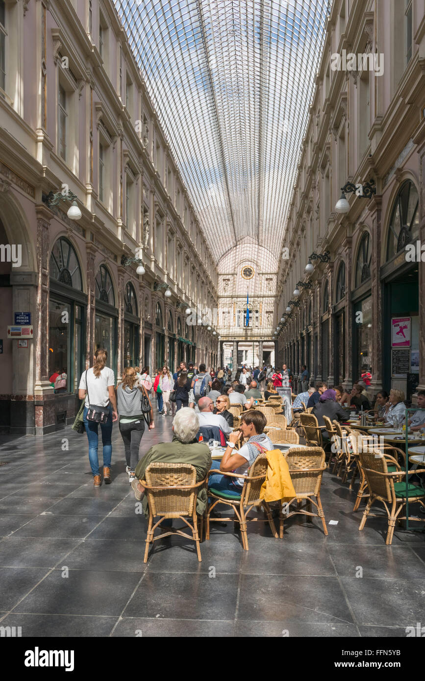 The Galeries Royales Saint-Hubert shopping arcade, Brussels, Belgium, Europe Stock Photo