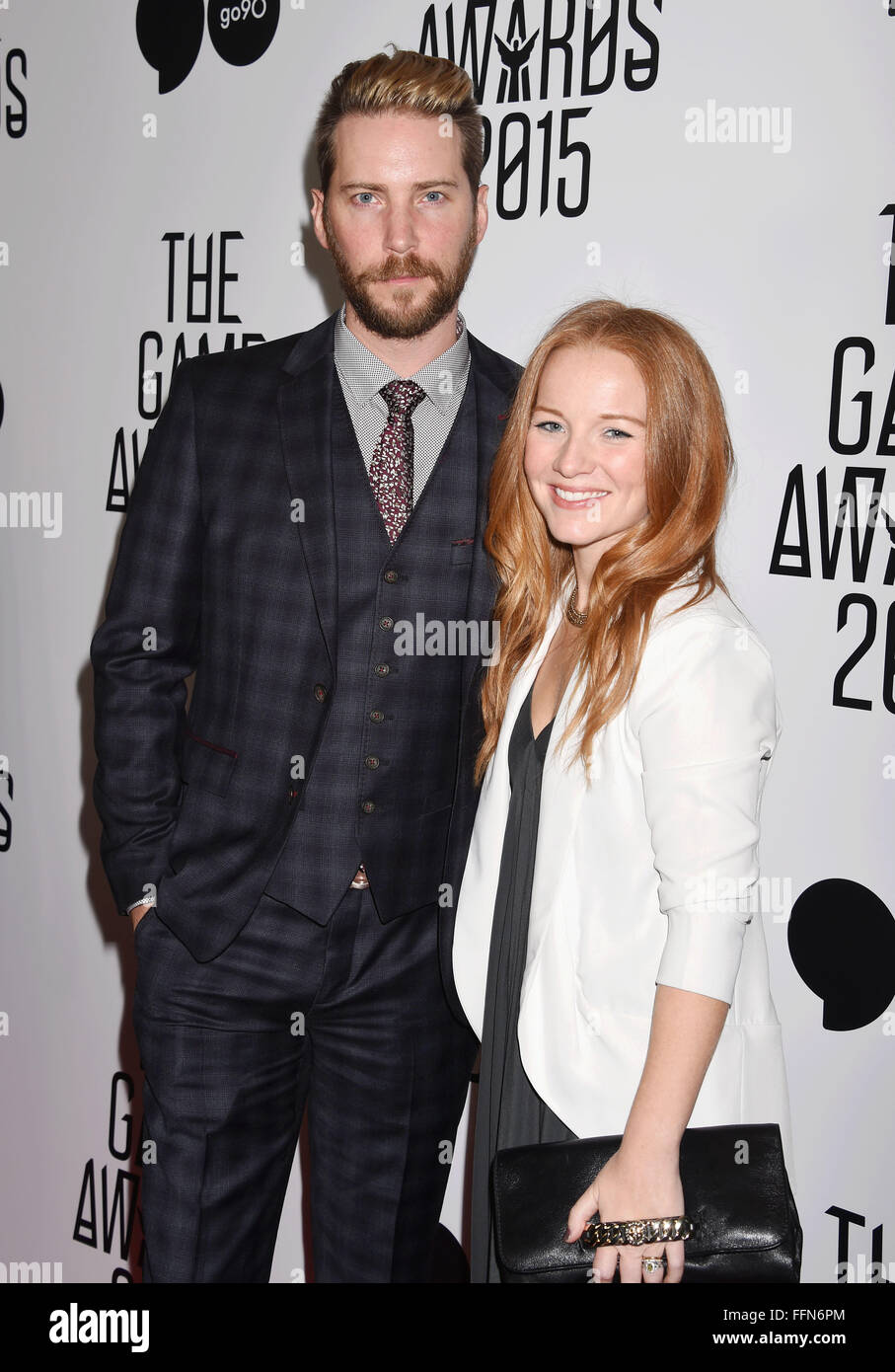 Actor Troy Baker and wife Pamela Baker arrive at The Game Awards 2015 ...