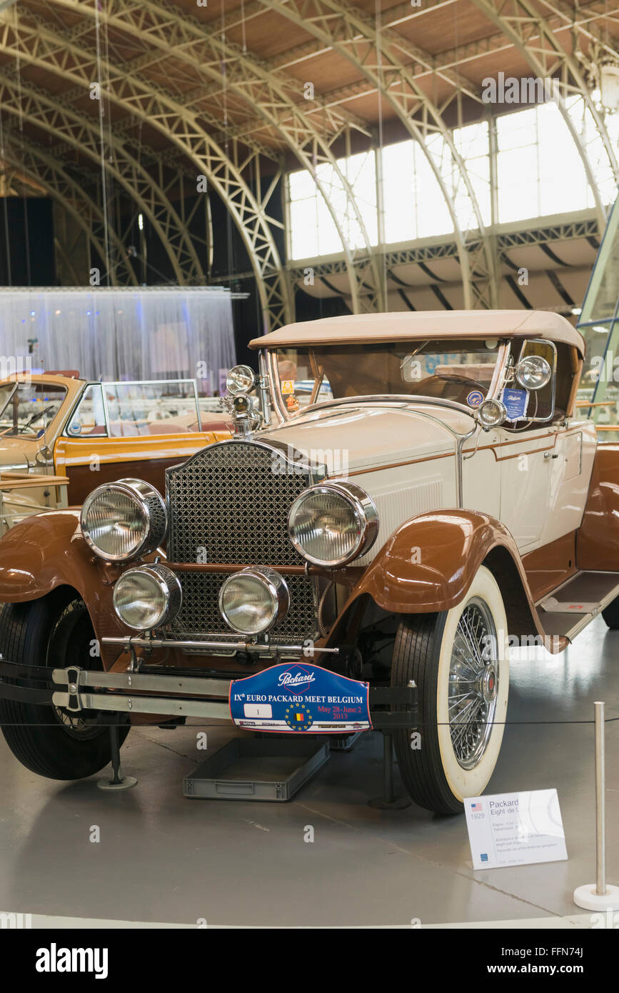 1929 Packard vintage car on display in Autoworld classic car museum, Brussels, Belgium, Europe