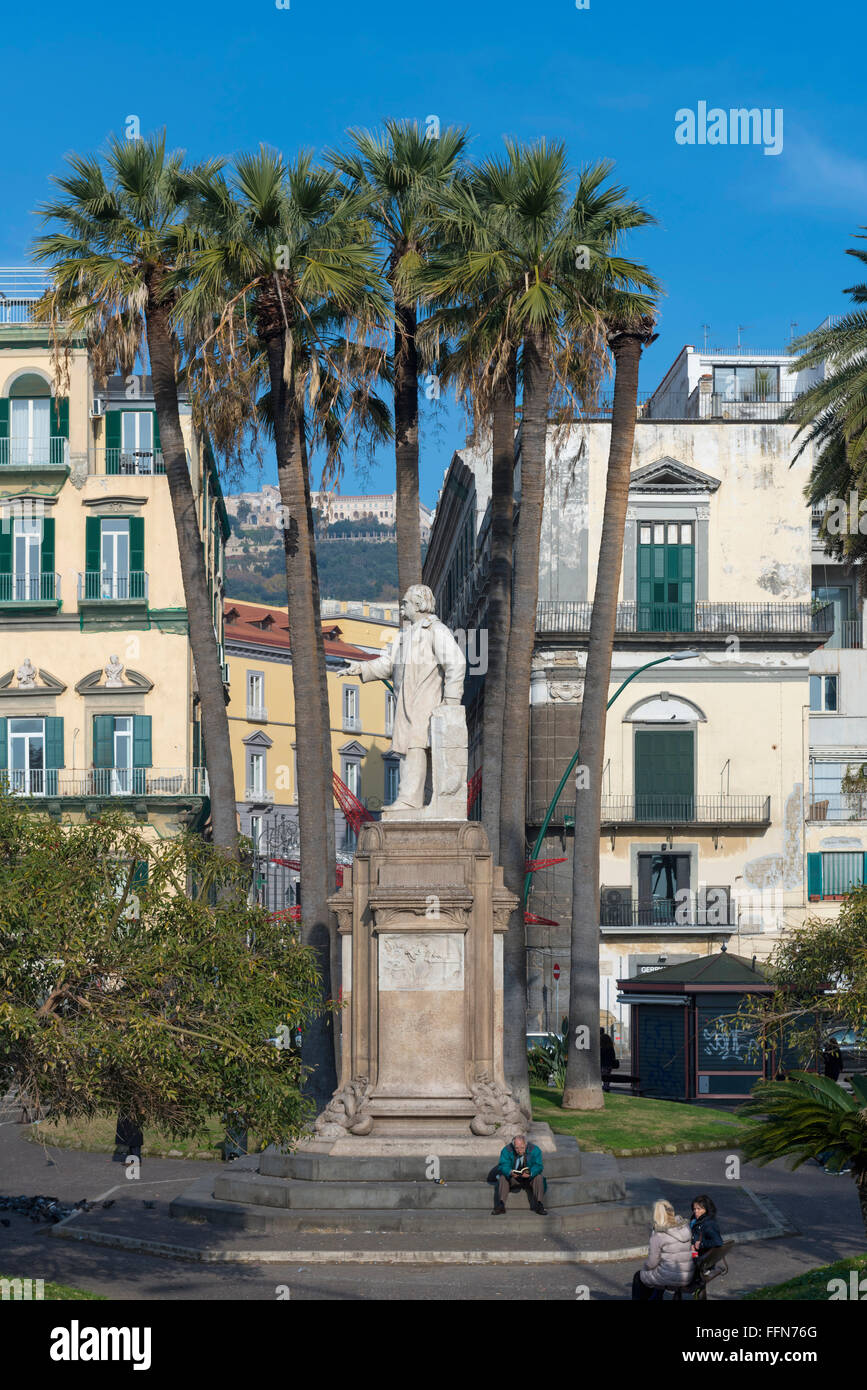 Statue of Nicola Amore in Piazza Vittoria, Naples, Italy, Europe Stock Photo