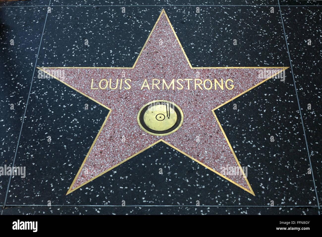 Armstrong, Louis, ('Satchmo'), 4.8.1901 - 6.7.1971, US musician, Walk of Fame, Hollywood Blvd, Hollywood, Los Angeles, California, USA, Stock Photo