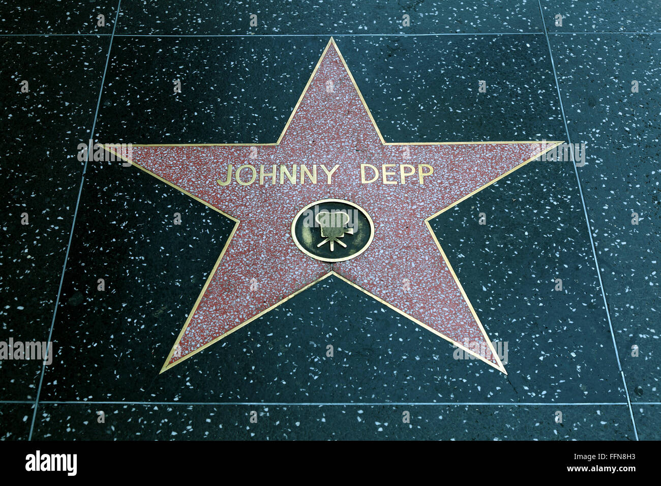 Depp, Johnny, * 9.6.1963, American actor, Walk of Fame, Hollywood Blvd, Hollywood, Los Angeles,  California, USA, Stock Photo