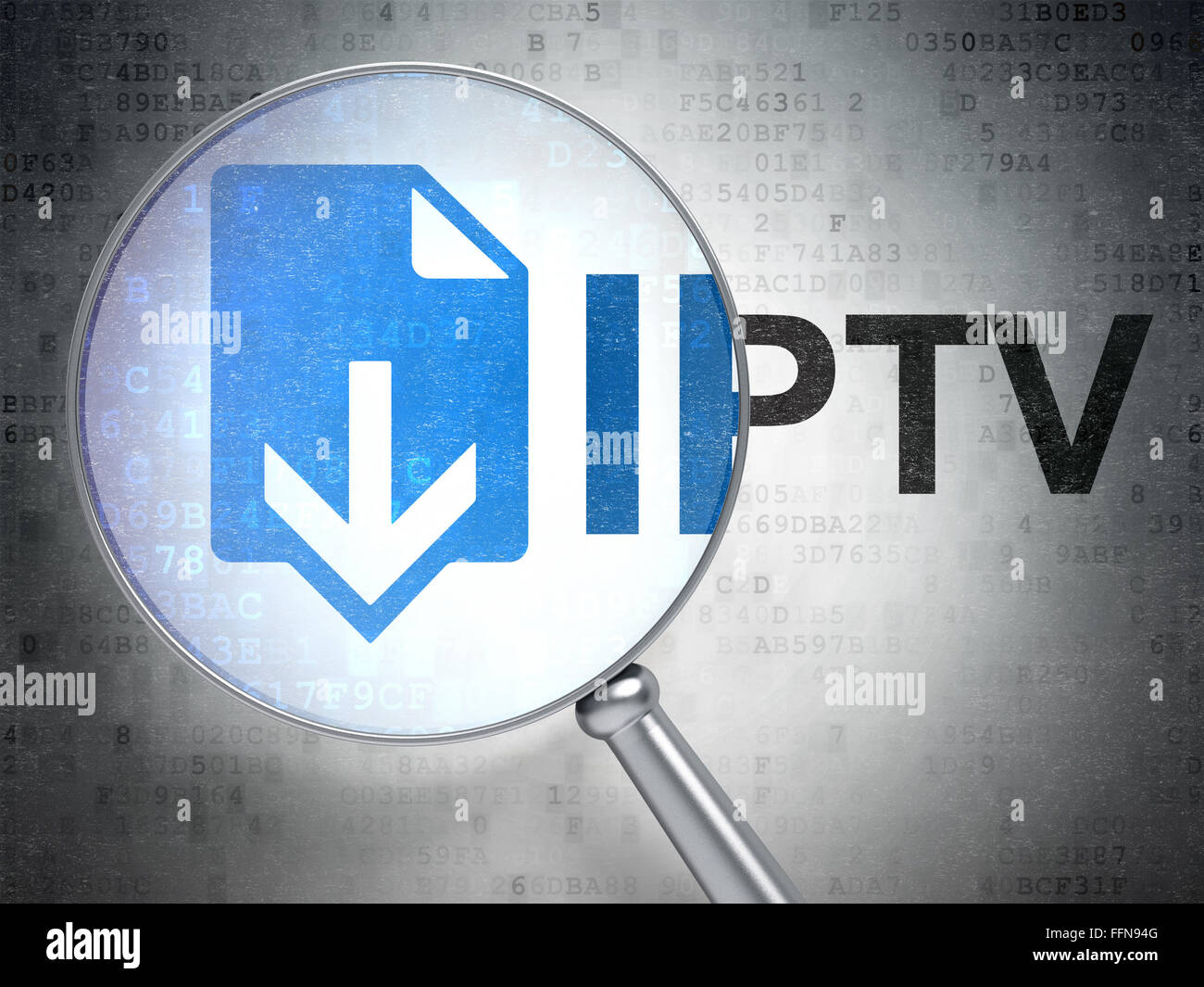 Web development concept: Download and IPTV with optical glass Stock ...