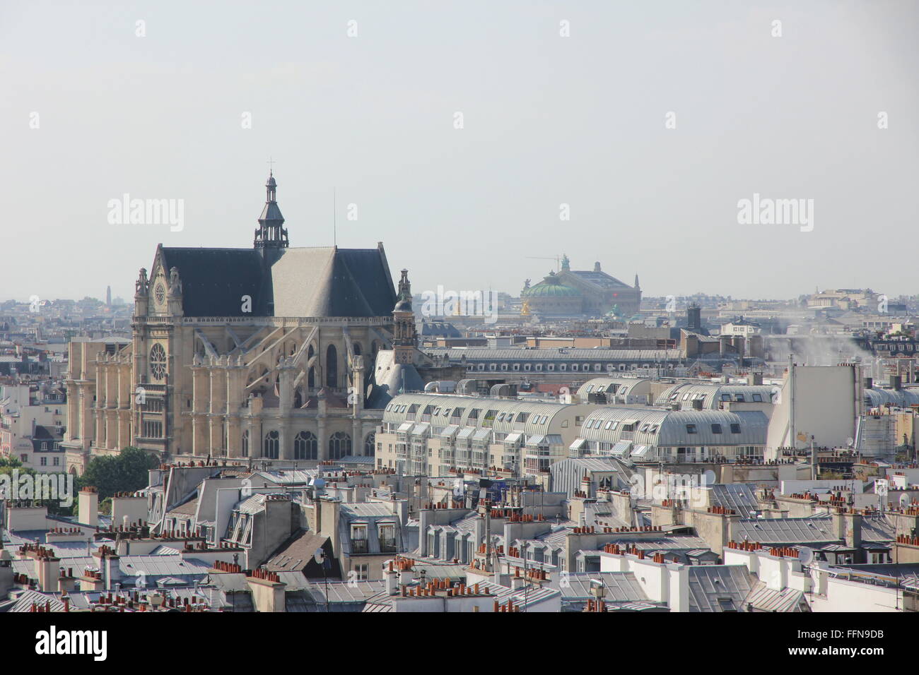 geography / travel, France, Paris, city view with Eglise Saint-Eustache, Additional-Rights-Clearance-Info-Not-Available Stock Photo