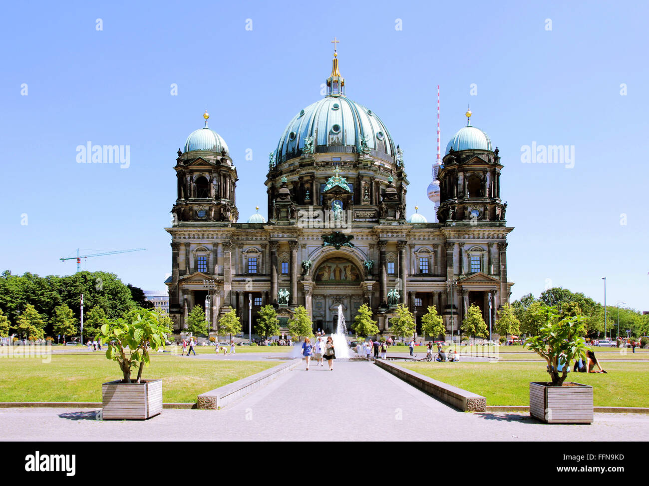 geography / travel, Germany, Berlin, churches, Berlin Cathedral, built: 1894 - 1905 after plans by Julius Raschdorff, exterior view, Additional-Rights-Clearance-Info-Not-Available Stock Photo