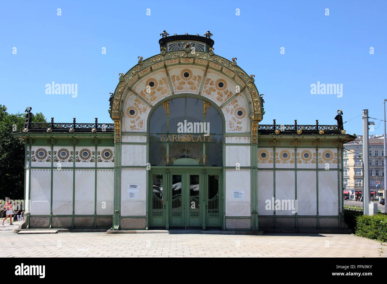 geography / travel, Austria, Vienna, Charles' Square, pavillon, cafe, Additional-Rights-Clearance-Info-Not-Available Stock Photo