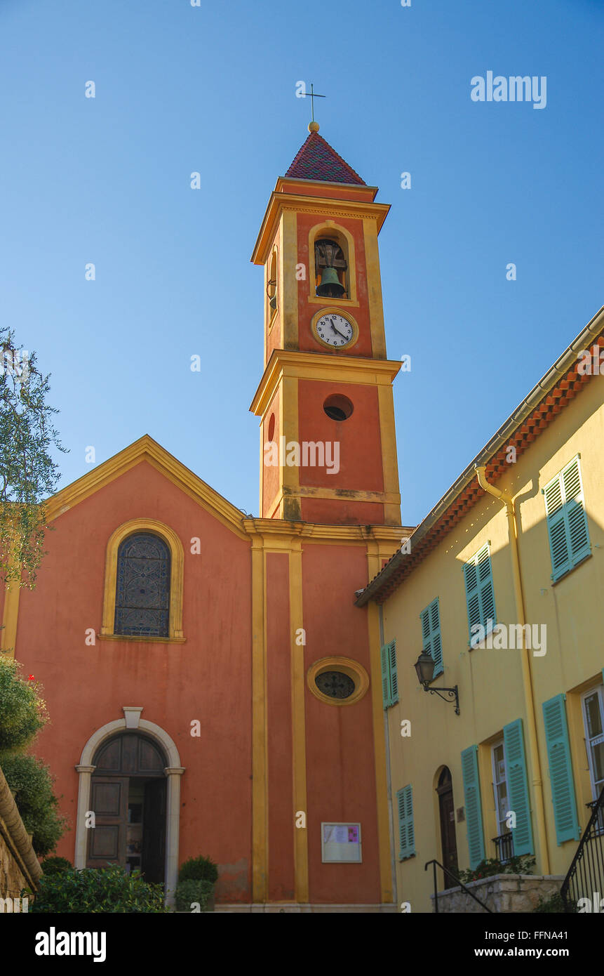Church in Saint Jean Cap Ferrat city center, Alpes Maritimes, PACA, Cote  Azur, French Riviera, France, Europe Stock Photo - Alamy