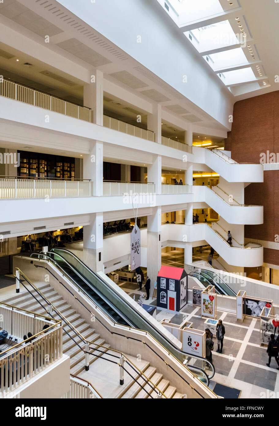 Atrium of the British Library, London, England, UK Stock Photo