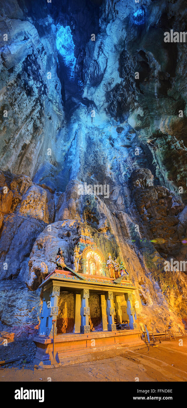 Temple in the middle of a cavern at Batu Caves Temple complex in Kuala ...