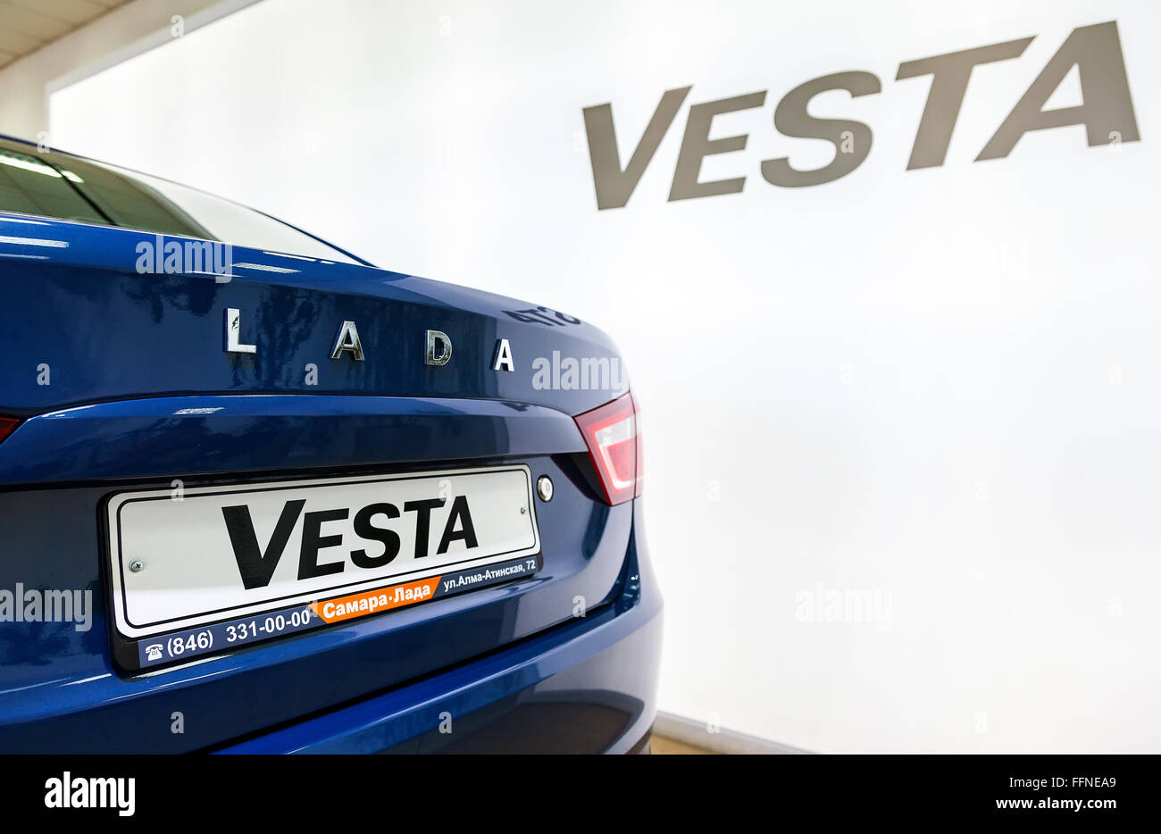 New Russian Car Lada Vesta. Lada is a Russian automobile manufacturer Stock Photo