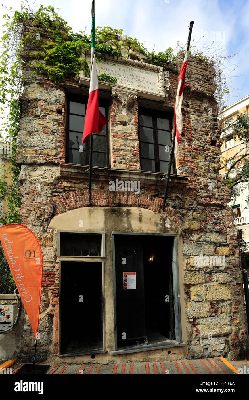 Summer, Exterior of Christopher Columbus House, Old Town, Genoa