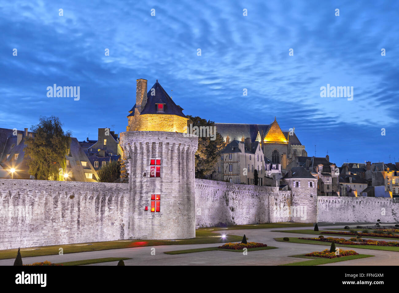 Medieval wall in historical city Vannes, Brittany, France Stock Photo