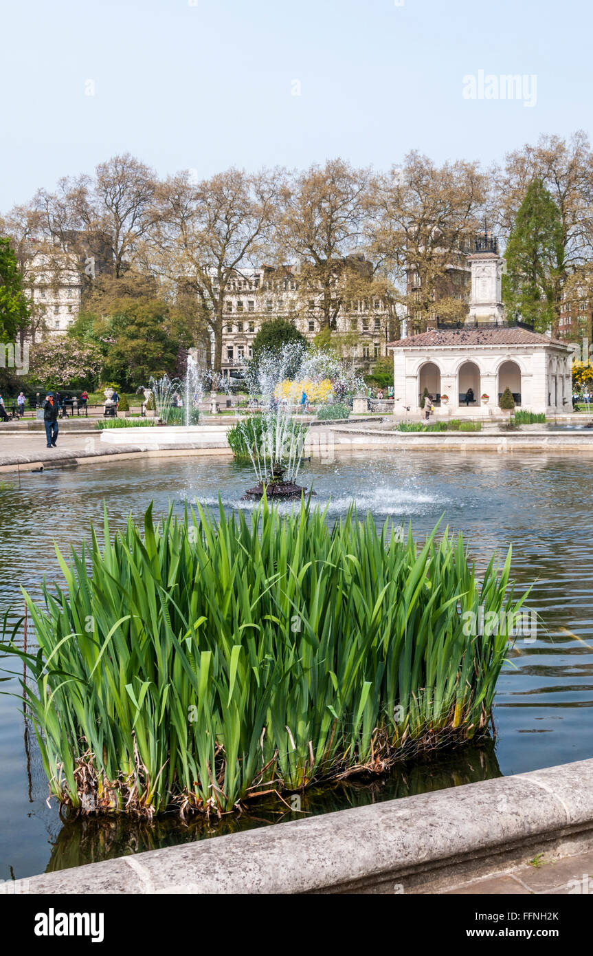 The Italian Gardens at the end of the Long Water in Kensington Gardens. Stock Photo