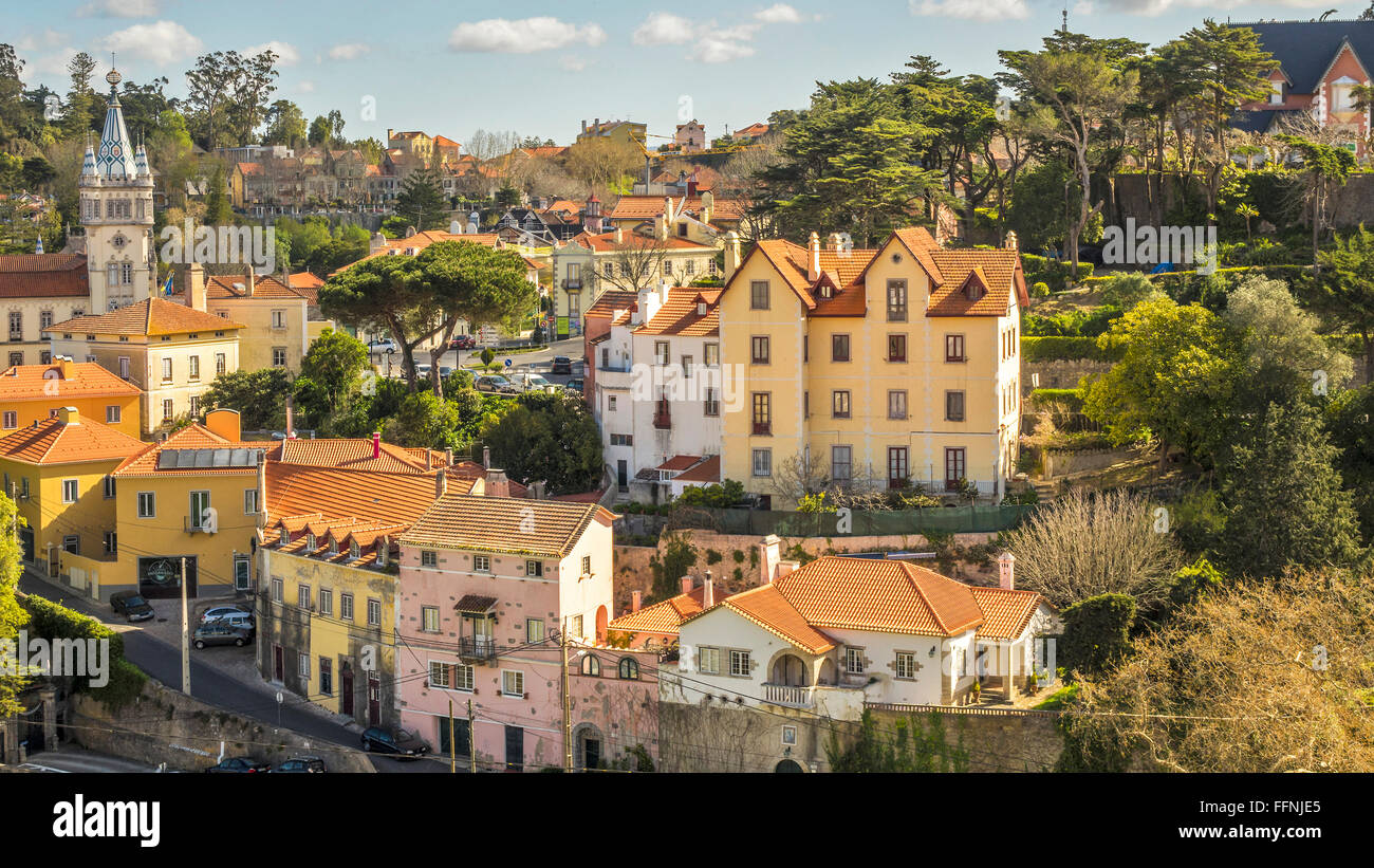 Houses In Sintra Village Portugal Stock Photo