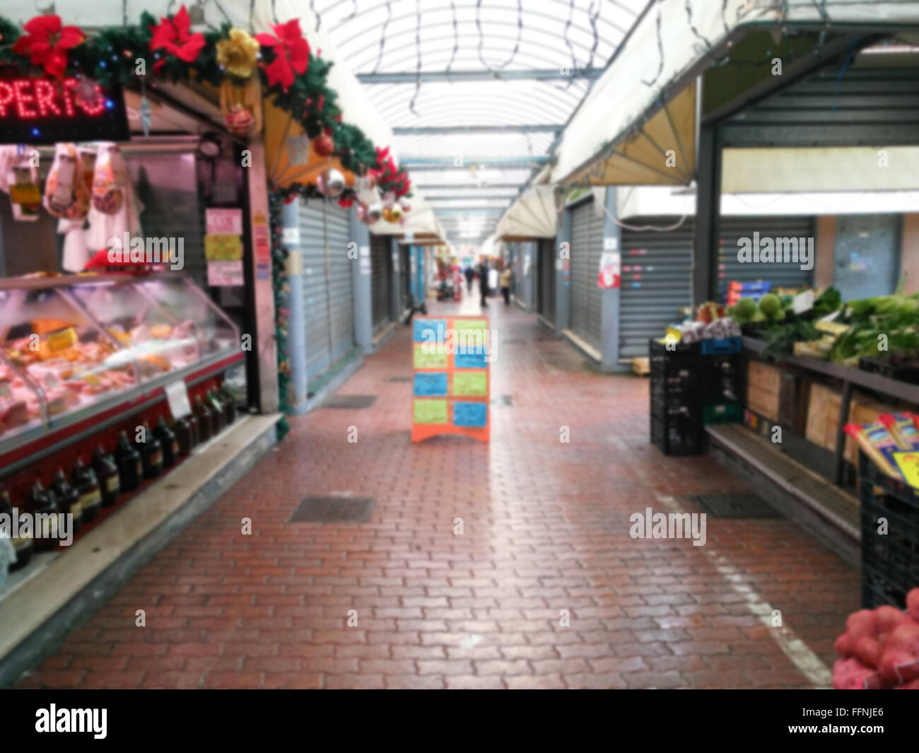 Blurry Market outdoor background in Italy Stock Photo