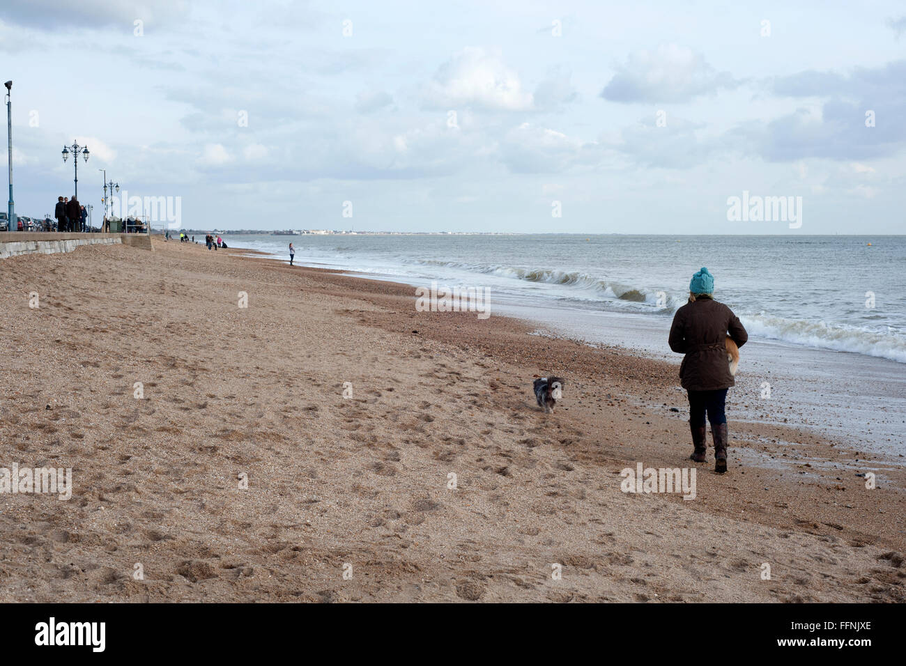 storm imogen left little shingle on southsea beach and it is now almost sandy hampshire england uk Stock Photo