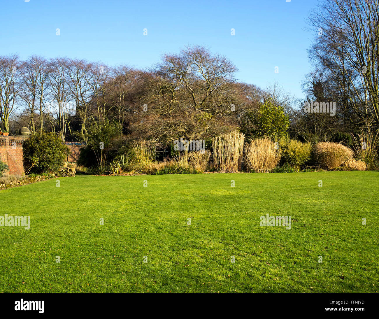 English garden in winter Stock Photo Alamy