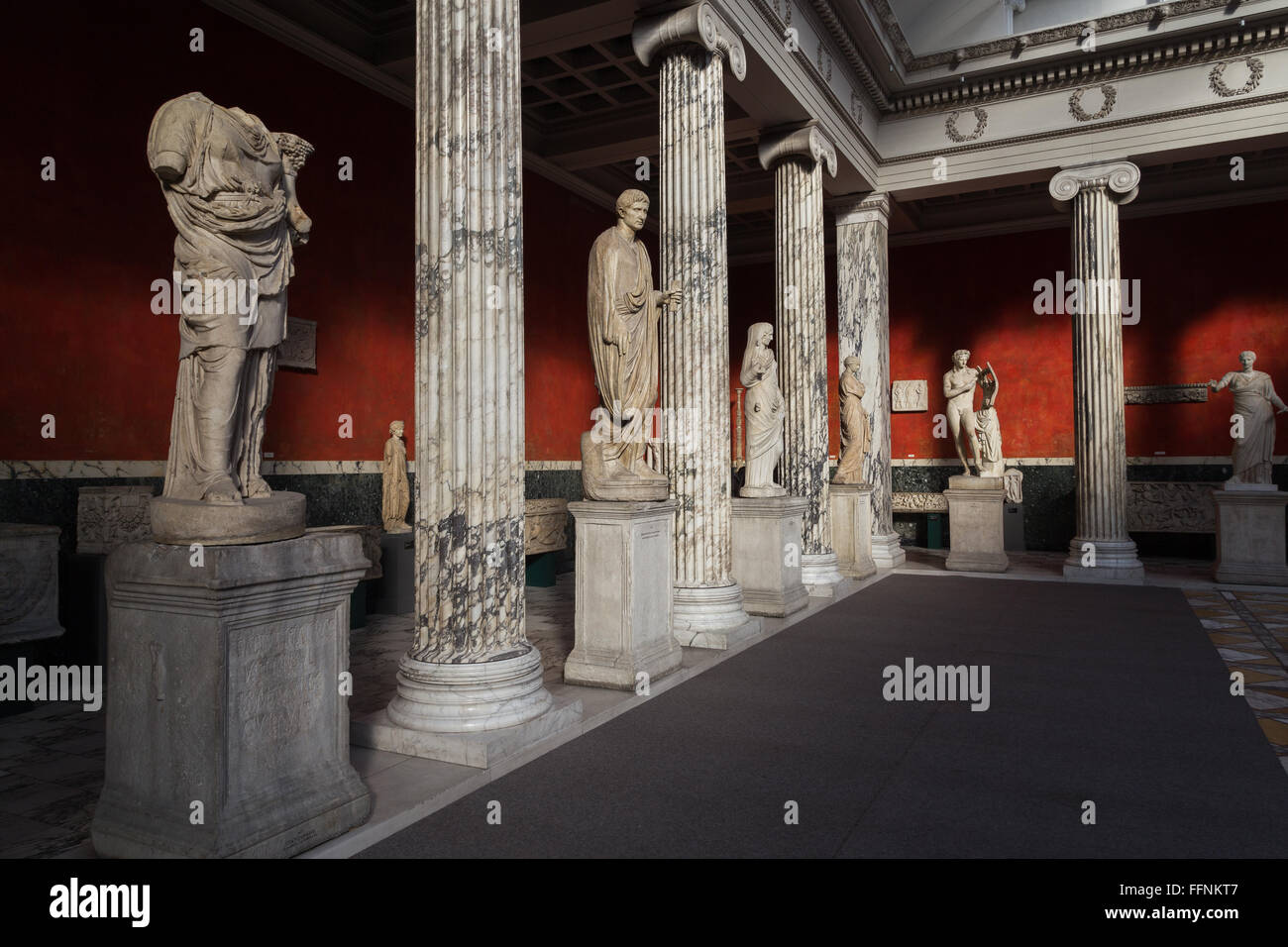 Copenhagen, Denmark - February 16, 2016: Roman and Greek Sculptures in the New Carlsberg Glyptotek. Stock Photo