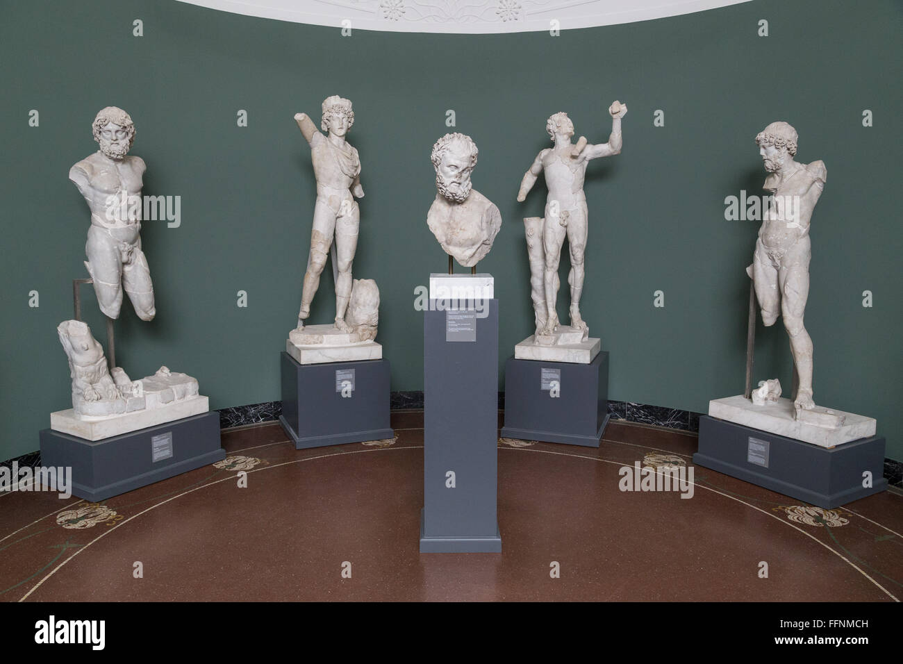 Copenhagen, Denmark - February 16, 2016: Roman and Greek Sculptures in the New Carlsberg Glyptotek. Stock Photo