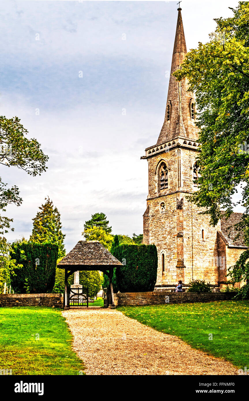 St. Mary's Church, Lower Slaughter, Cotswolds, Gloucestershire, England Stock Photo