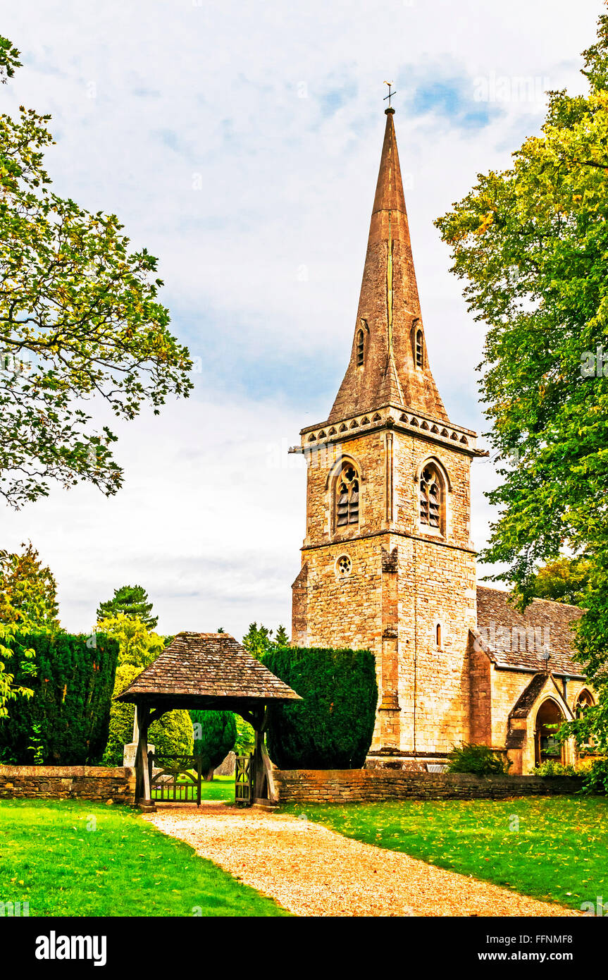 St. Mary's Church, Lower Slaughter, Cotswolds, Gloucestershire, England Stock Photo