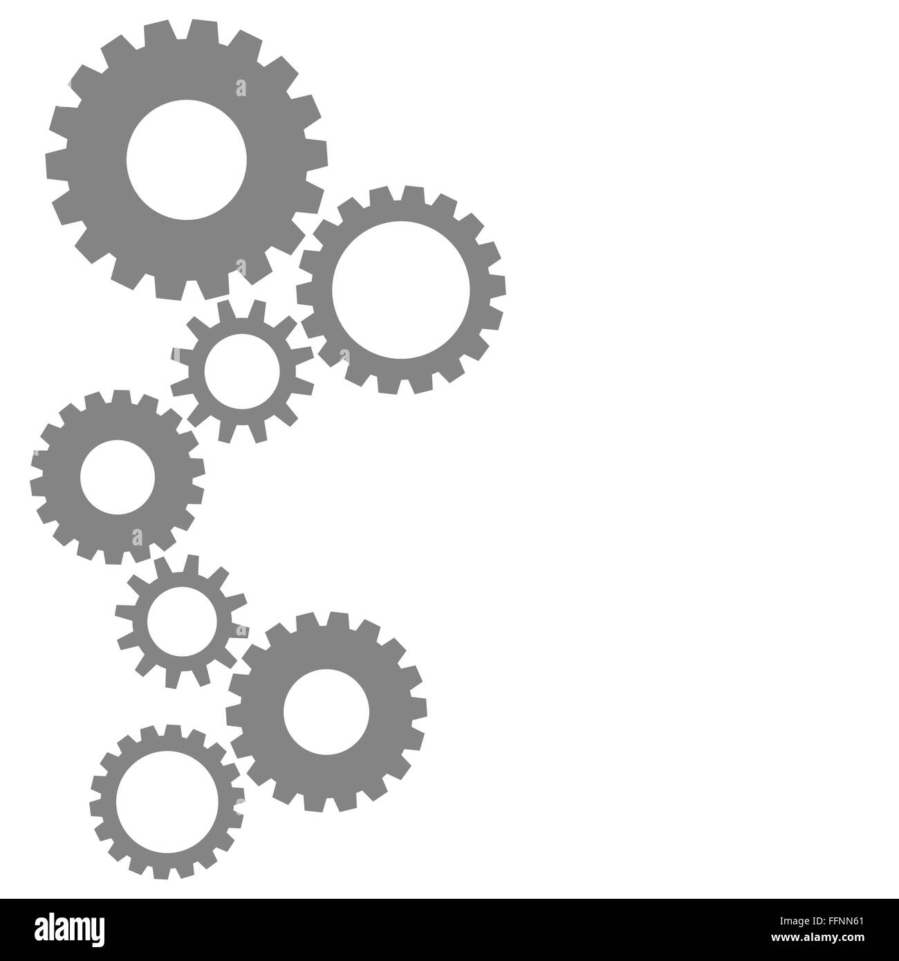 Colorful cog gear wheels background in grey Stock Photo