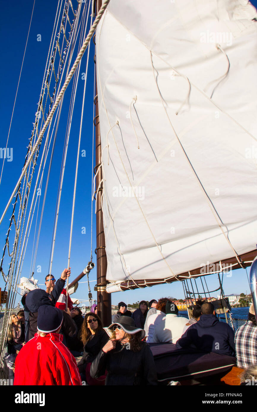 A scene onboard the excursion vessel Schooner Freedom during a sail on