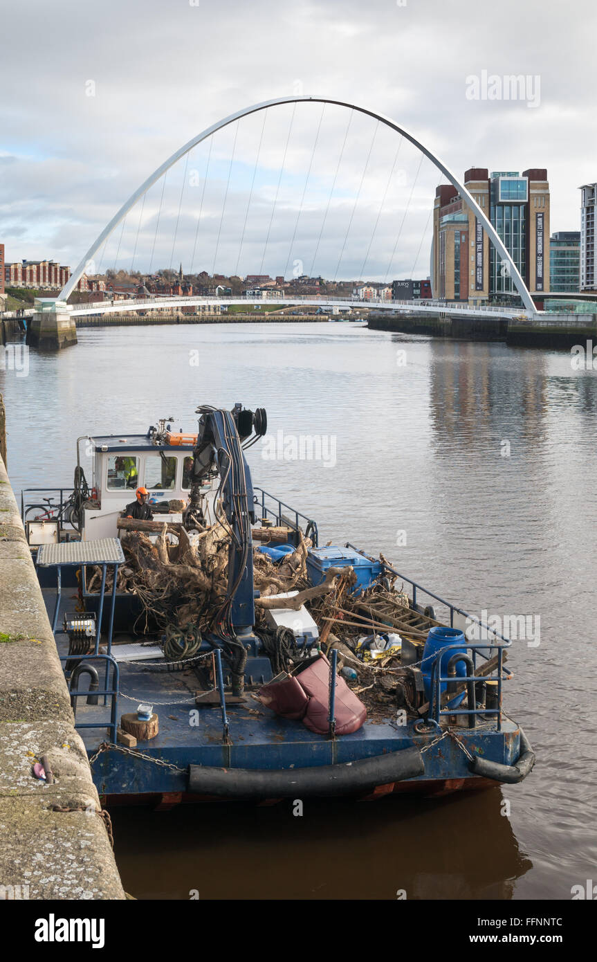 The Port of Tyne debris collection vessel Clearwater moored at the