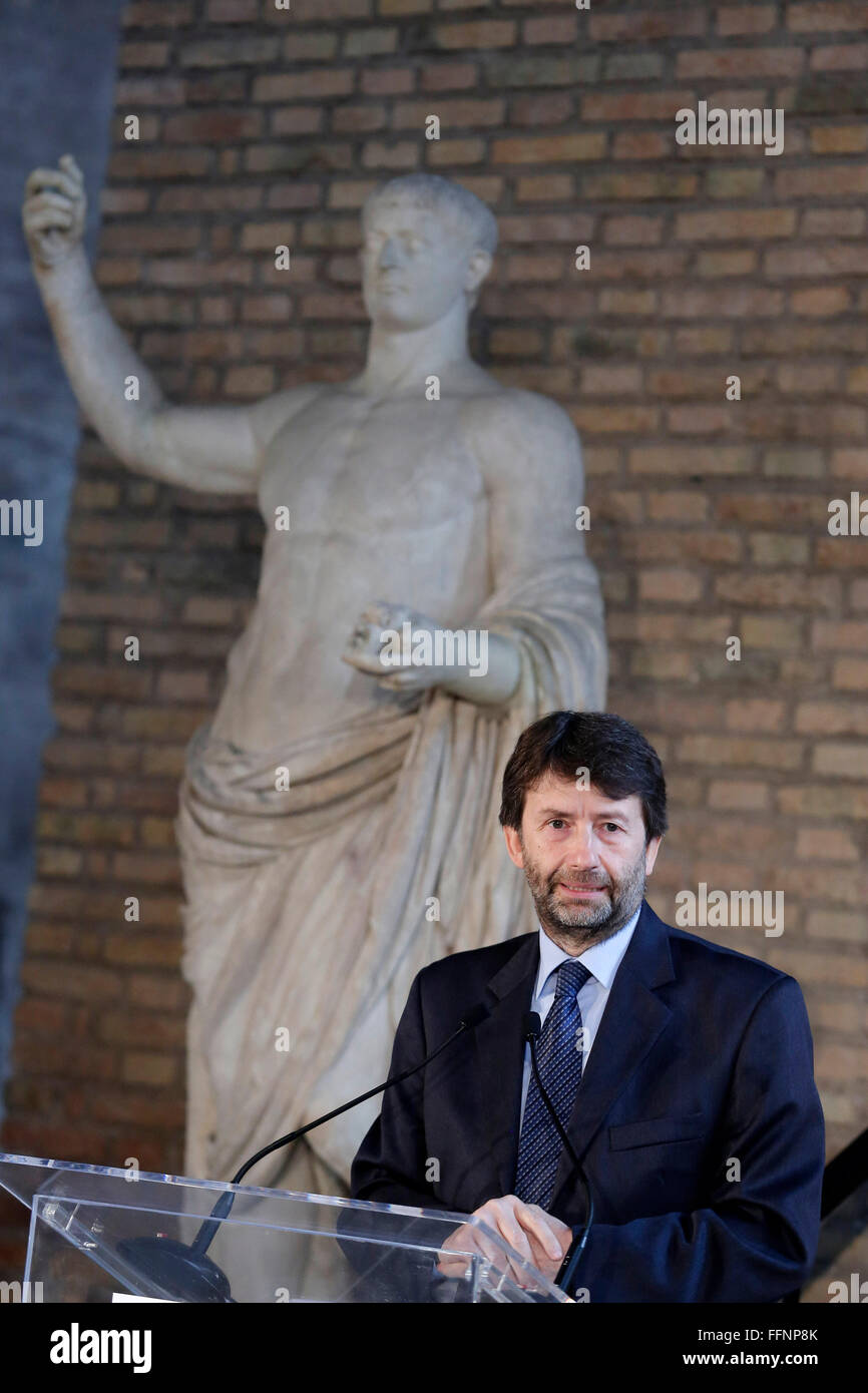 Rome, Italy. 16th February, 2016. Dario Franceschini Rome 16th February 2016. Baths of Diocleziano. Cerimony for the birth of the Italian Task Force, Unite for Heritage, in defense of the cultural heritage.  Credit:  Insidefoto/Alamy Live News Stock Photo