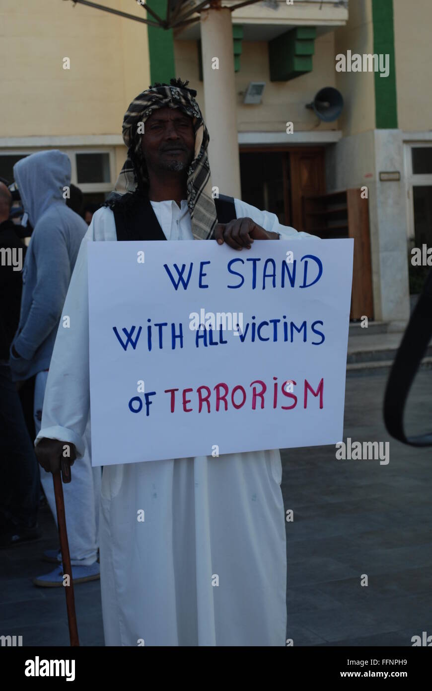 Moslem's demonstrating against terrorism on the island of Malta (11/12/2015) following last year's global terrorist acts. Stock Photo