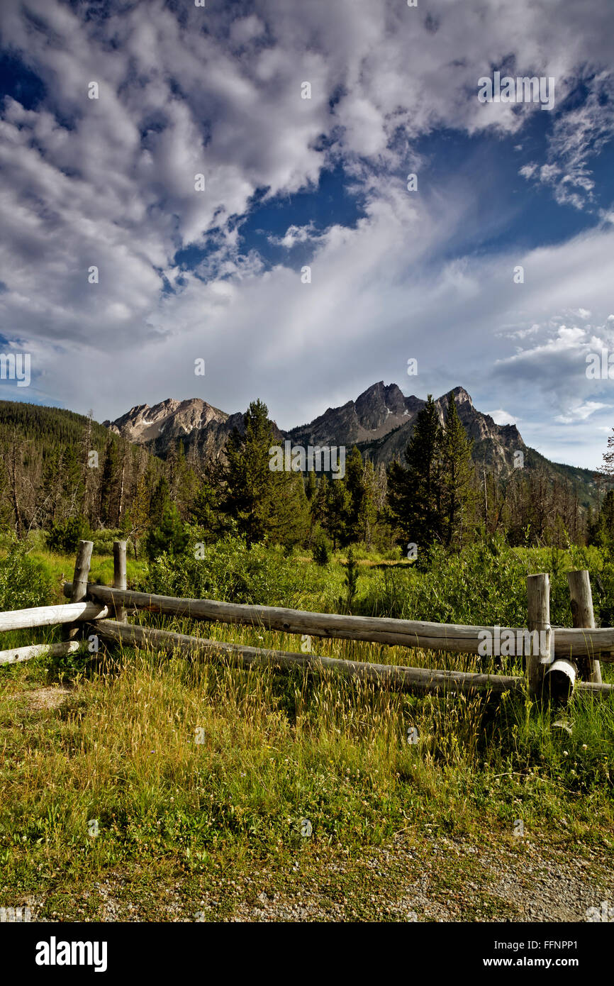ID00273-00...IDAHO - McGown Peak from the meadows along Stanley Lake Creek in the Sawtooth National Recreation Area. Stock Photo