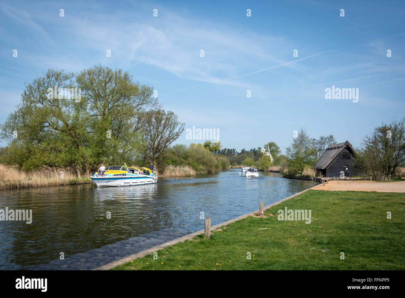 How Hill Electric Eel boat rental, Norfolk Broads Stock Photo Alamy