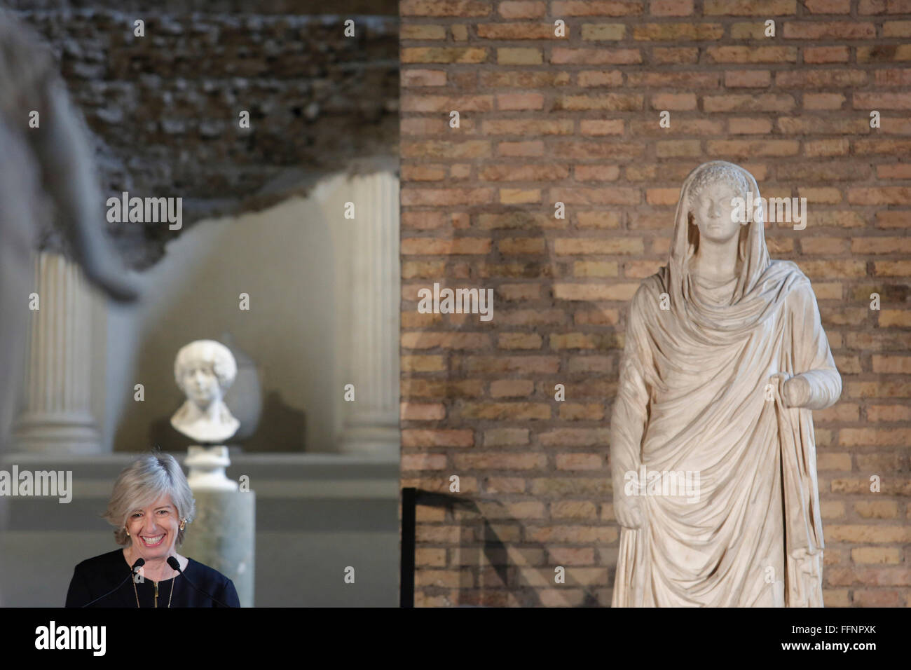 Rome, Italy. 16th February, 2016. Stefania Giannini Rome 16th February 2016. Baths of Diocleziano. Cerimony for the birth of the Italian Task Force, Unite for Heritage, in defense of the cultural heritage.  Credit:  Insidefoto/Alamy Live News Stock Photo