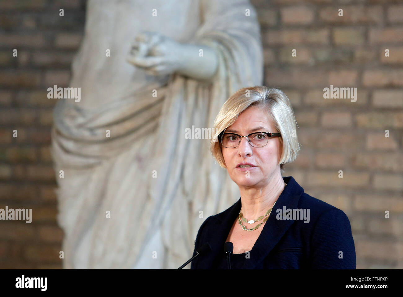 Rome, Italy. 16th February, 2016. Roberta Pinotti Rome 16th February 2016. Baths of Diocleziano. Cerimony for the birth of the Italian Task Force, Unite for Heritage, in defense of the cultural heritage.  Credit:  Insidefoto/Alamy Live News Stock Photo