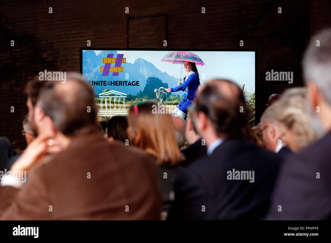 Rome, Italy. 16th February, 2016. Rome 16th February 2016. Baths of Diocleziano. Cerimony for the birth of the Italian Task Force, Unite for Heritage, in defense of the cultural heritage.  Credit:  Insidefoto/Alamy Live News Stock Photo