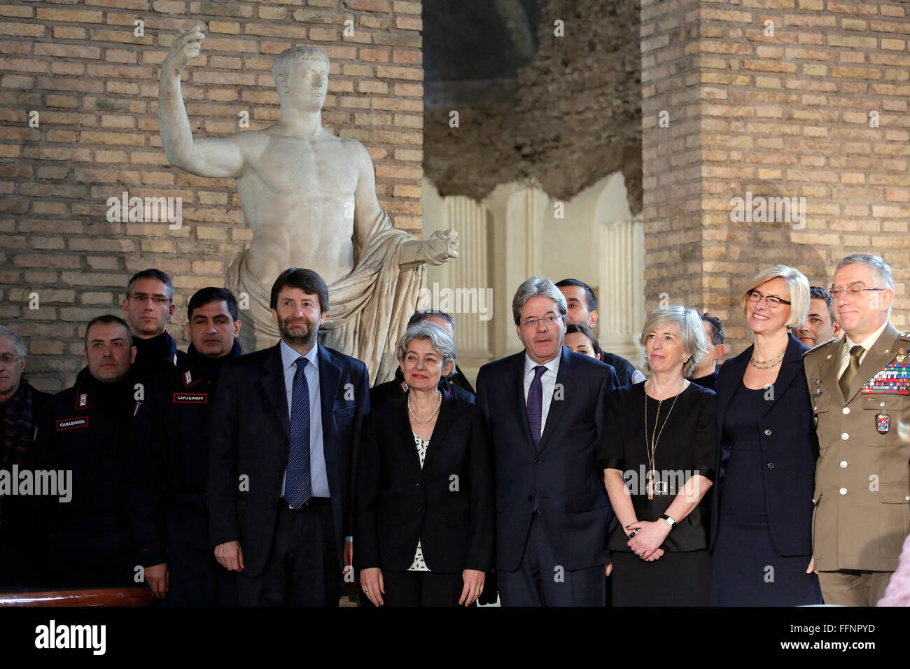 Rome, Italy. 16th February, 2016. Photo Family Rome 16th February 2016. Baths of Diocleziano. Cerimony for the birth of the Italian Task Force, Unite for Heritage, in defense of the cultural heritage.  Credit:  Insidefoto/Alamy Live News Stock Photo