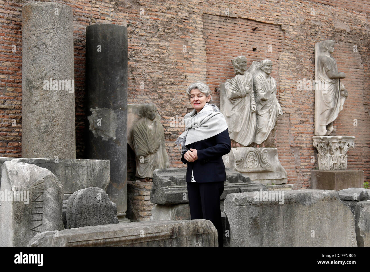 Rome, Italy. 16th February, 2016. General Director of Unesco Irina Bokova Rome 16th February 2016. Baths of Diocleziano. Cerimony for the birth of the Italian Task Force, Unite for Heritage, in defense of the cultural heritage.  Credit:  Insidefoto/Alamy Live News Stock Photo